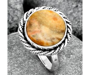 Natural Coral Jasper Ring size-8.5 SDR140881 R-1013, 13x13 mm