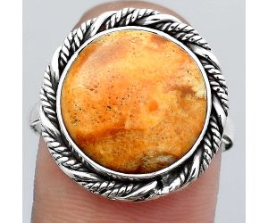 Natural Coral Jasper Ring size-9.5 SDR140897 R-1013, 14x14 mm