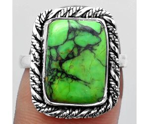 Natural Green Matrix Turquoise Ring size-7.5 SDR140944 R-1013, 10x14 mm