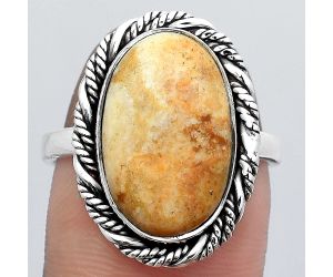 Natural Coral Jasper Ring size-8.5 SDR141015 R-1013, 11x17 mm