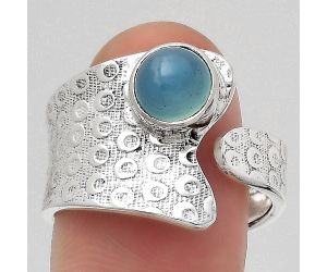 Adjustable - Natural Blue Chalcedony Ring size-8.5 SDR141252 R-1381, 7x7 mm
