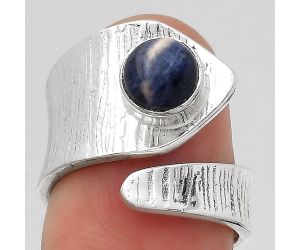 Adjustable - Natural Sodalite Ring size-6.5 SDR141323 R-1374, 7x7 mm