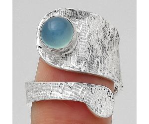 Adjustable - Natural Blue Chalcedony Ring size-8 SDR141357 R-1374, 7x7 mm