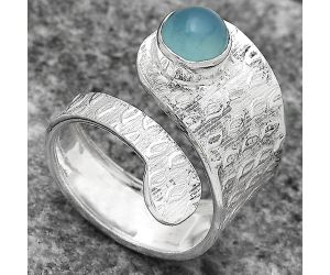 Adjustable - Natural Blue Chalcedony Ring size-8 SDR141357 R-1374, 7x7 mm