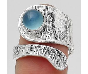 Adjustable - Natural Blue Chalcedony Ring size-8 SDR141361 R-1374, 7x7 mm