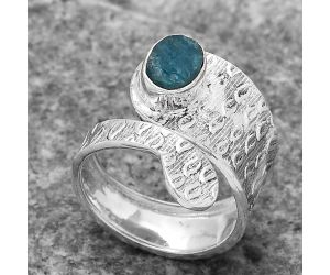 Adjustable - Natural Neon Blue Apatite Ring size-7 SDR141371 R-1374, 6x8 mm