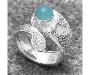 Adjustable - Natural Blue Chalcedony Ring size-8 SDR141374 R-1374, 7x7 mm