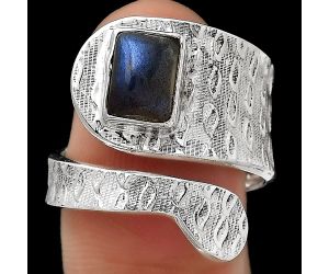 Adjustable - Natural Blue Labradorite Ring size-8 SDR141400 R-1374, 6x8 mm