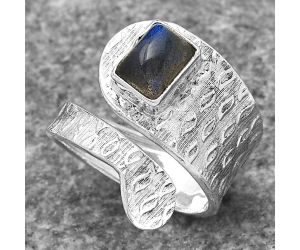 Adjustable - Natural Blue Labradorite Ring size-8 SDR141400 R-1374, 6x8 mm