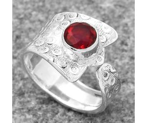 Adjustable - Lab Created Ruby Ring size-8.5 SDR141432 R-1381, 7x7 mm