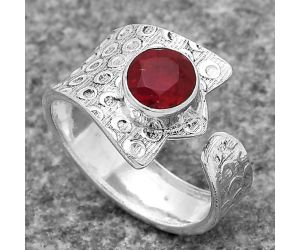 Adjustable - Lab Created Ruby Ring size-8.5 SDR141436 R-1381, 7x7 mm