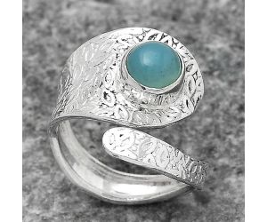 Adjustable - Natural Blue Chalcedony Ring size-8 SDR141515 R-1374, 7x7 mm