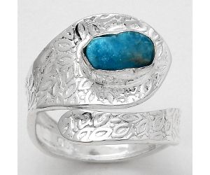Adjustable - Neon Blue Apatite Ring size-7.5 SDR141521 R-1374, 5x9 mm