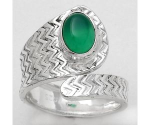 Adjustable - Natural Green Onyx Ring size-7 SDR141550 R-1374, 6x8 mm