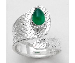 Adjustable - Natural Green Onyx Ring size-7 SDR141551 R-1374, 5x7 mm