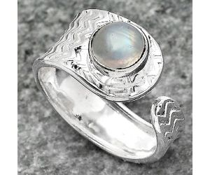 Adjustable - Natural Rainbow Moonstone Ring size-8 SDR141637 R-1381, 7x7 mm