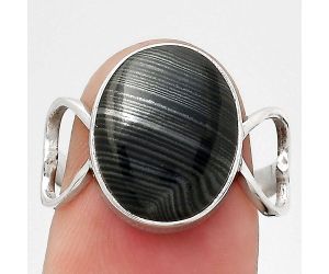 Heart - Crown Of Silver Psilomelane - Black Malachite Ring size-8 SDR141722 R-1002, 11x14 mm