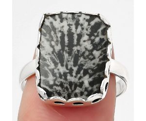 Natural Stingray Coral Ring size-7.5 SDR141765 R-1428, 12x17 mm