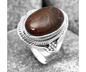 Natural Red Moss Agate Ring size-8 SDR141900 R-1312, 9x14 mm