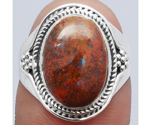 Natural Red Moss Agate Ring size-7.5 SDR141915 R-1312, 10x14 mm