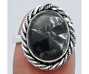 Natural Obsidian And Zinc Ring size-7.5 SDR142206 R-1013, 12x15 mm