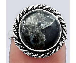 Natural Obsidian And Zinc Ring size-8 SDR142242 R-1013, 13x13 mm