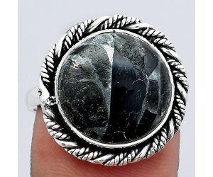 Natural Obsidian And Zinc Ring size-8 SDR142309 R-1013, 13x13 mm