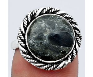 Natural Obsidian And Zinc Ring size-9 SDR142312 R-1013, 15x15 mm