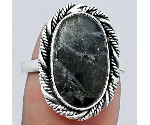 Natural Obsidian And Zinc Ring size-8 SDR142325 R-1013, 10x18 mm