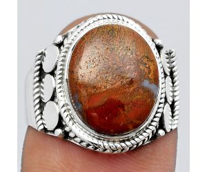 Natural Red Moss Agate Ring size-8 SDR142628 R-1579, 11x14 mm