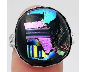 Dichroic Glass Ring size-9.5 SDR145466, 18x19 mm