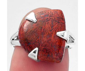 Natural Red Moss Agate Ring size-7 SDR145881 R-1305, 14x15 mm