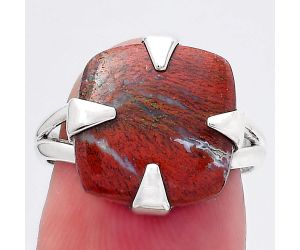 Natural Red Moss Agate Ring size-6.5 SDR146521 R-1305, 13x13 mm