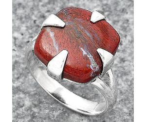 Natural Red Moss Agate Ring size-6.5 SDR146521 R-1305, 13x13 mm