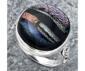 Dichroic Glass Ring size-8 SDR146797 R-1315, 18x18 mm