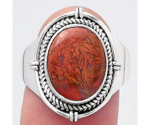 Natural Red Moss Agate Ring size-8.5 SDR146827 R-1539, 10x13 mm