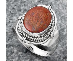 Natural Red Moss Agate Ring size-8.5 SDR146827 R-1539, 10x13 mm