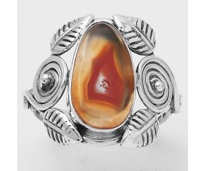 Spiral - Natural Lake Superior Agate Ring size-7.5 SDR146899, 8x15 mm