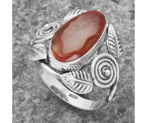 Spiral - Natural Lake Superior Agate Ring size-7.5 SDR146907, 8x15 mm