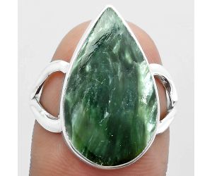 Natural Russian Seraphinite Ring size-8 SDR148323 R-1002, 12x21 mm