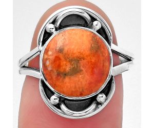 Natural Red Sponge Coral Ring size-7 SDR149458 R-1187, 11x11 mm