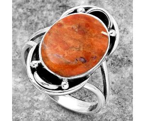 Natural Red Sponge Coral Ring size-7.5 SDR149469 R-1187, 11x15 mm