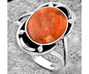 Natural Red Sponge Coral Ring size-7.5 SDR149574 R-1187, 10x13 mm