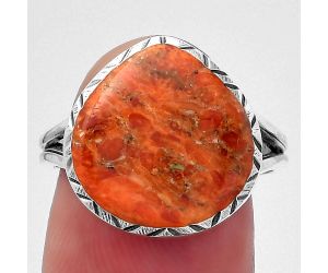 Natural Red Sponge Coral Ring size-7.5 SDR149609 R-1074, 15x15 mm