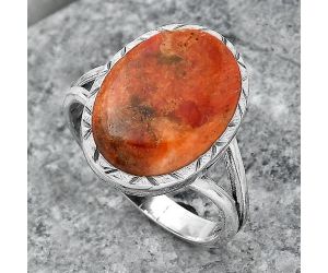 Natural Red Sponge Coral Ring size-8 SDR149677 R-1074, 11x16 mm