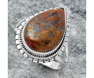 Natural Red Moss Agate Ring size-7.5 SDR149916 R-1245, 11x17 mm