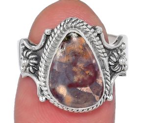 Natural Purple Cow Jasper Ring size-7.5 SDR150071 R-1344, 9x13 mm