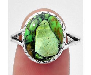 Natural Green Matrix Turquoise Ring size-9 SDR150116 R-1074, 11x14 mm