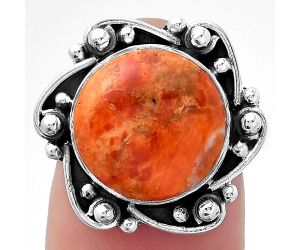 Natural Red Sponge Coral Ring size-8 SDR150406 R-1077, 13x13 mm