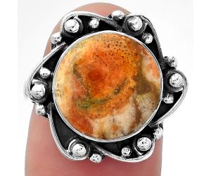 Natural Coral Jasper Ring size-8 SDR150407 R-1077, 13x13 mm